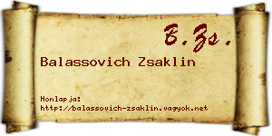 Balassovich Zsaklin névjegykártya
